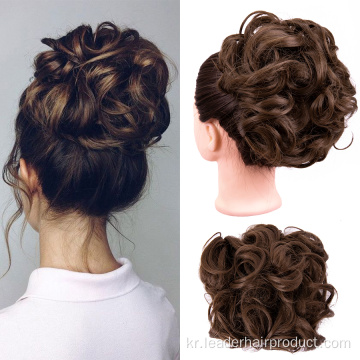 Scrunchie Combs Bun Curly Updo Hairpieces for 여성용